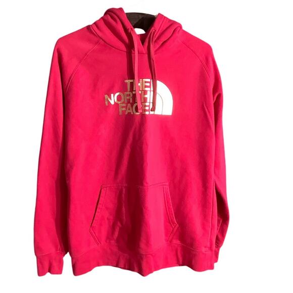 The North Face Women’s Hoodie Size Large – Hot Pink, Gold Lettering, Pullover - Picture 1 of 6